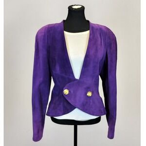Vintage Danier Suede Crossover Blazer Jacket Womens Medium Purple Gold